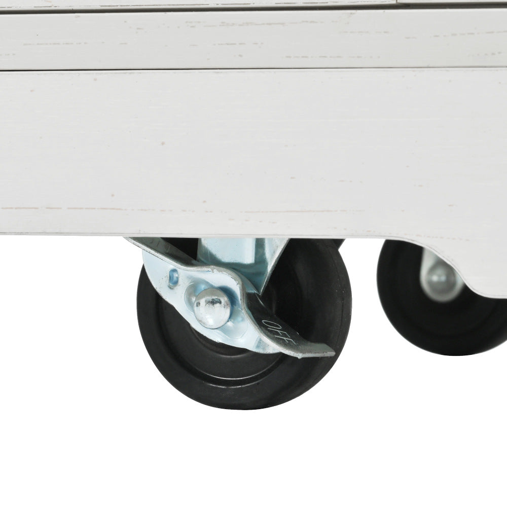 58-Inch Farmhouse Kitchen Island with Drop Leaf, Power Outlet