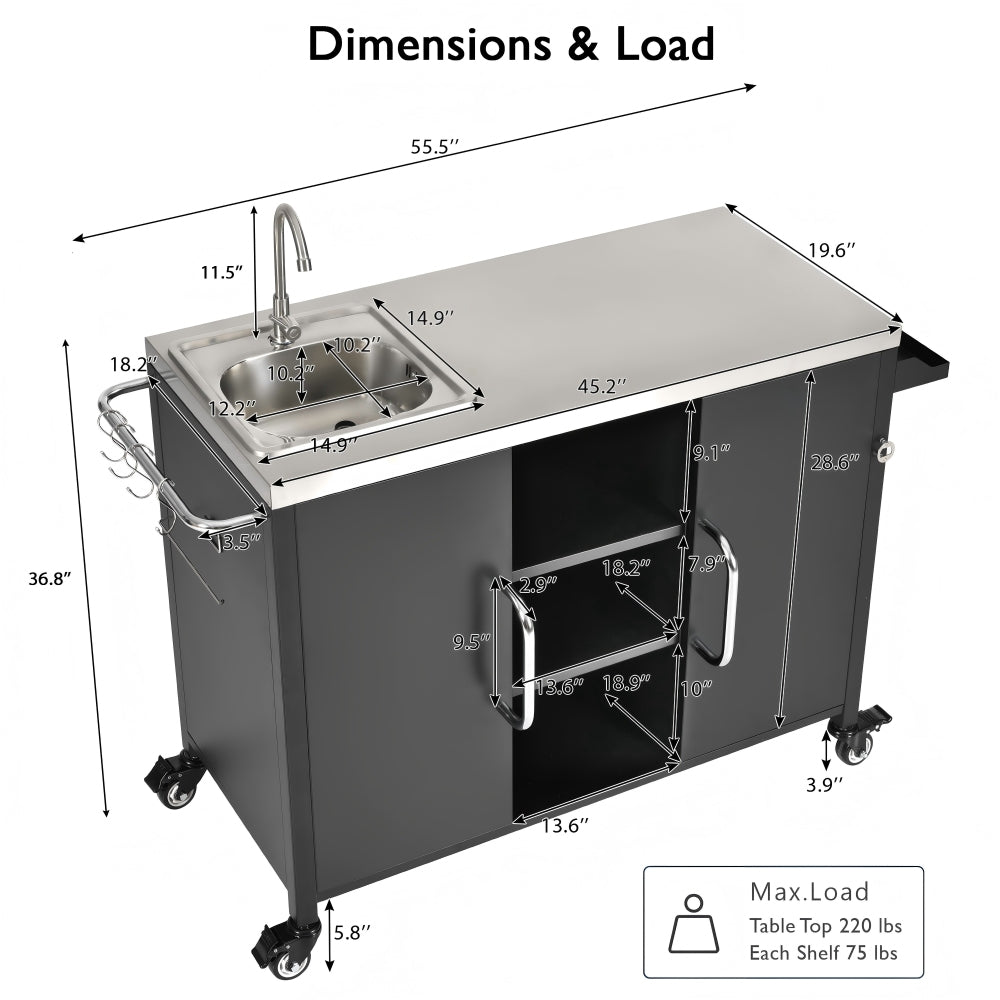 Outdoor Kitchen Island with Complete Sink Station - TimberFlare