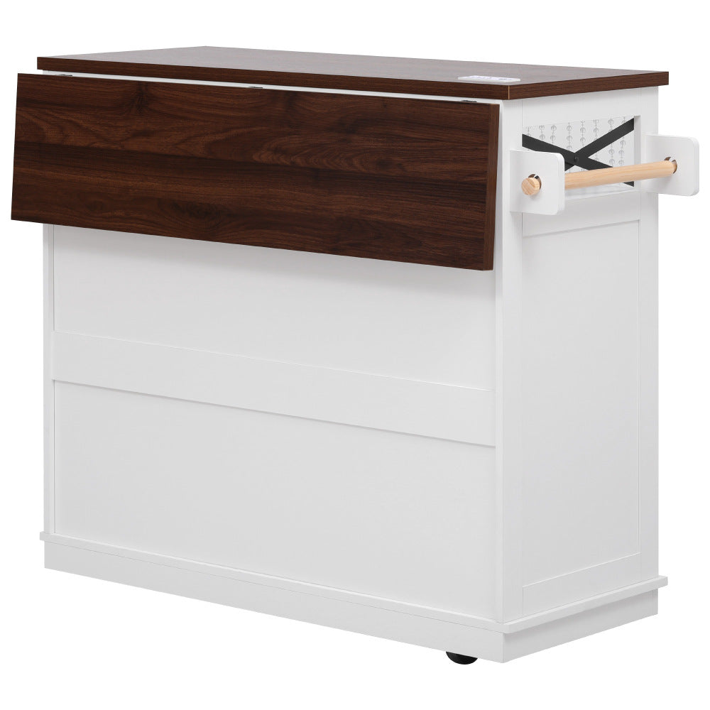 46.5 Rolling Kitchen Island with Drop Leaf & Charging - TimberFlare