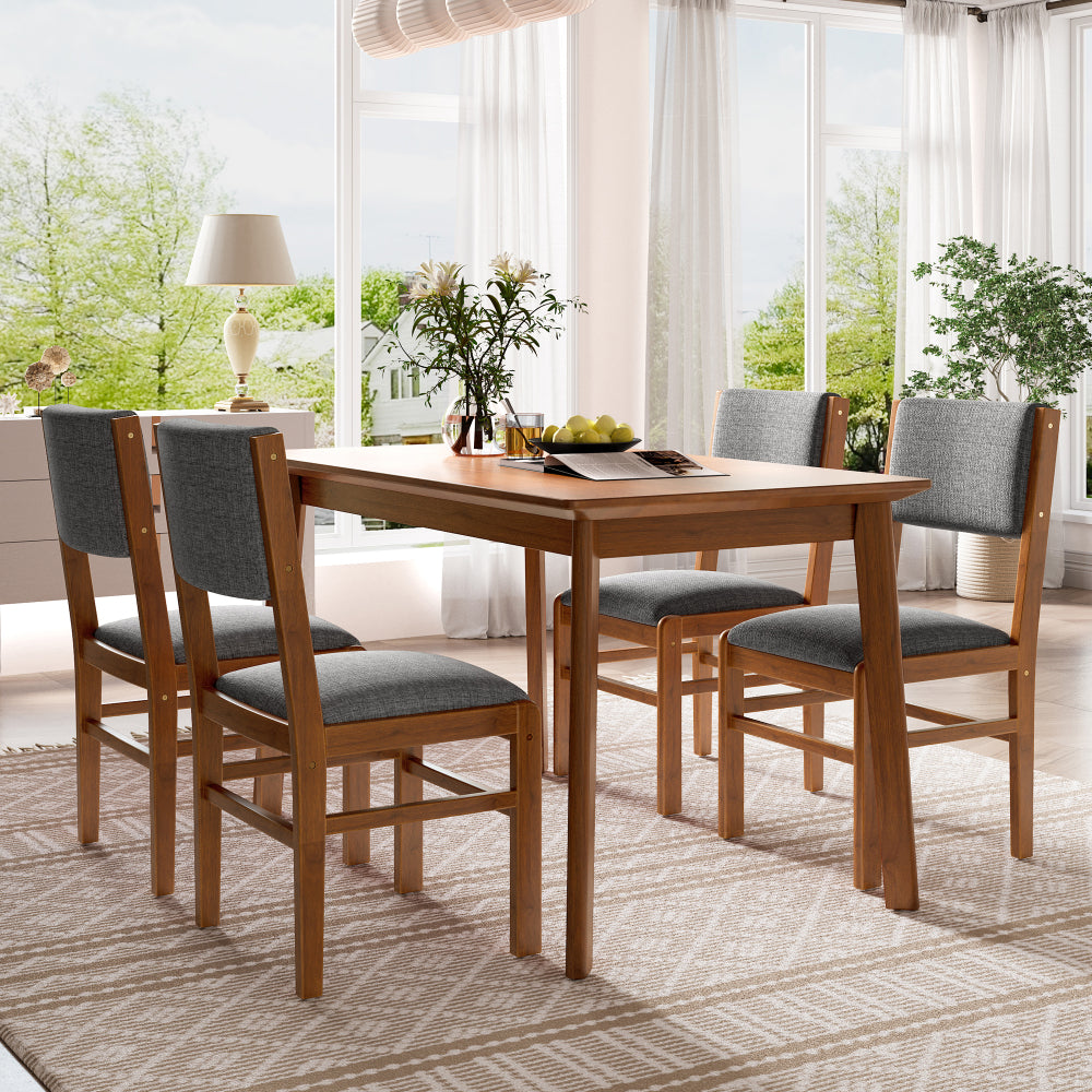 Dining Table Set 5-Piece with Upholstered Chairs - TimberFlare