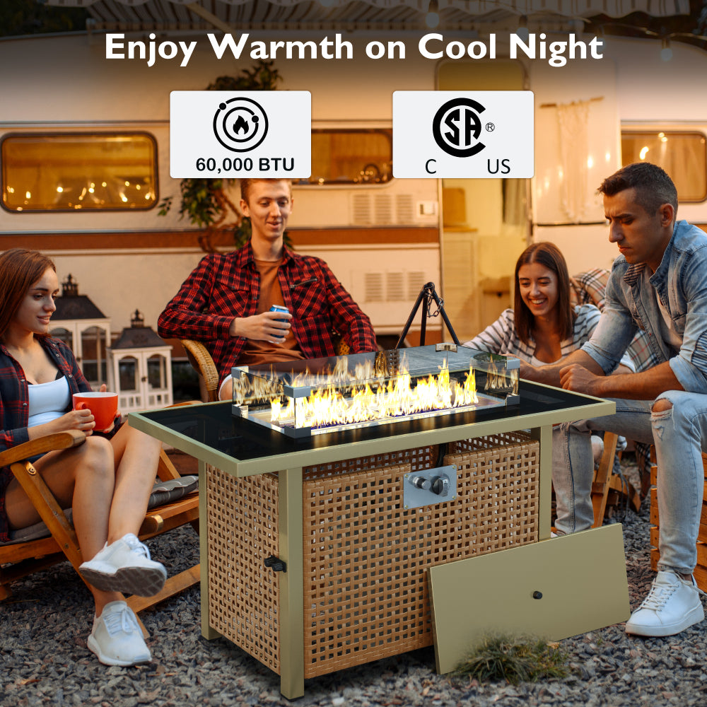 Propane Gas Outdoor Fire Table, 60,000 BTU - TimberFlare