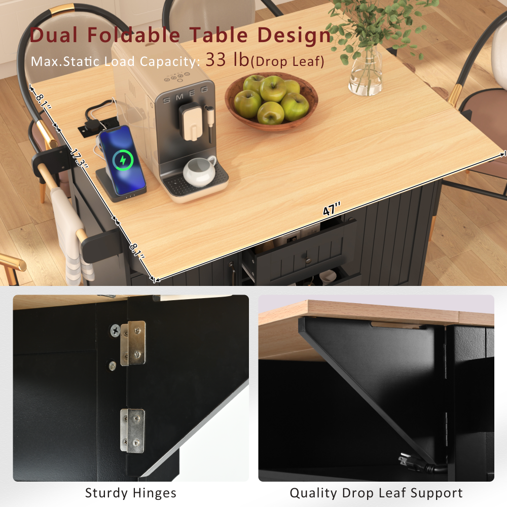 55.7'' Large Rustic Farmhouse Kitchen Island - TimberFlare