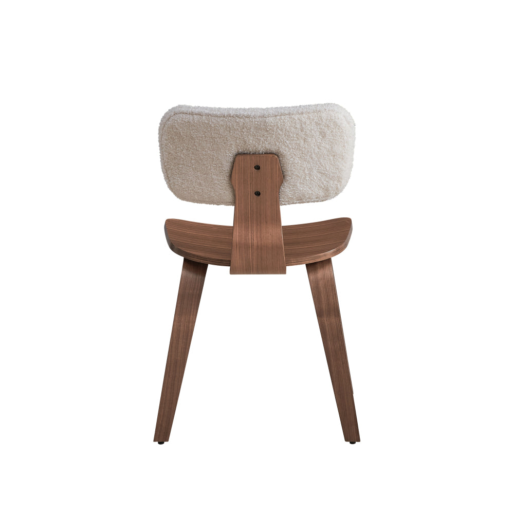 Dining Table Set for 4 with Walnut Finish & Boucle Chairs - TimberFlare