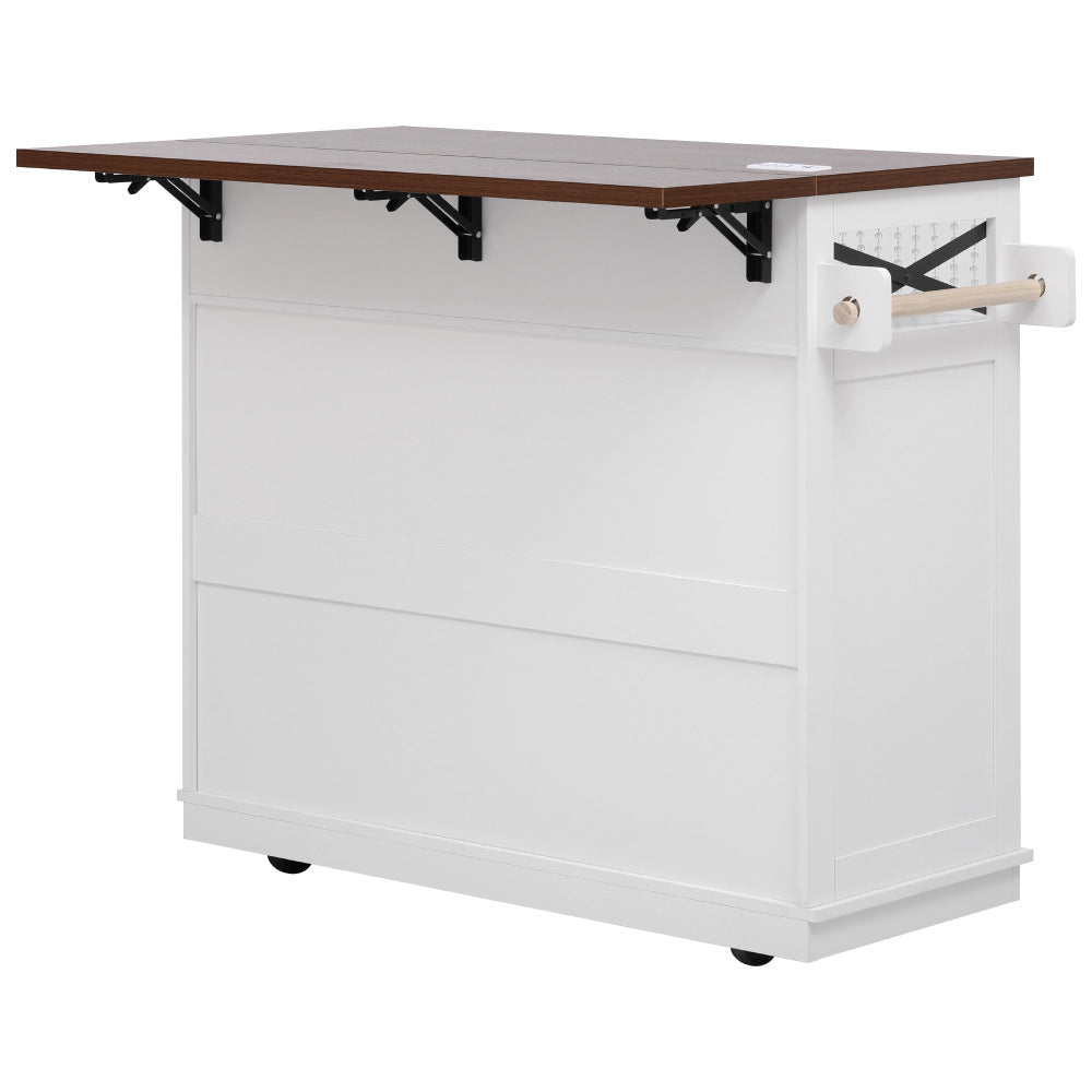 46.5 Rolling Kitchen Island with Drop Leaf & Charging - TimberFlare