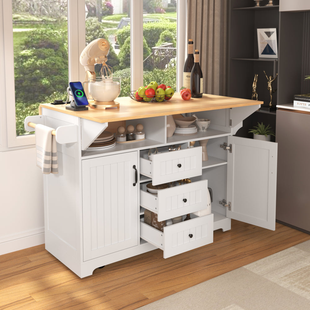55.7'' Large Rustic Farmhouse Kitchen Island - TimberFlare