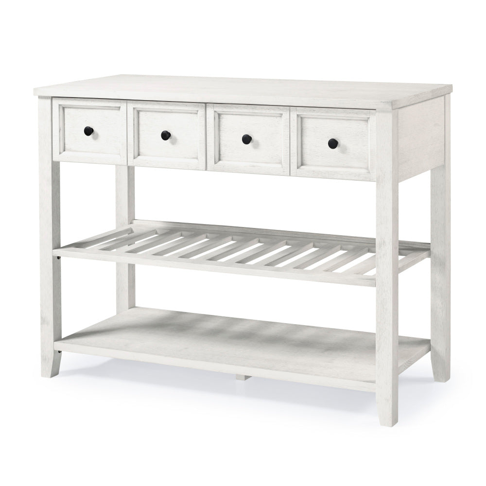 48″ Solid Wood Farmhouse Buffet with Wine Shelf and 2 Drawers