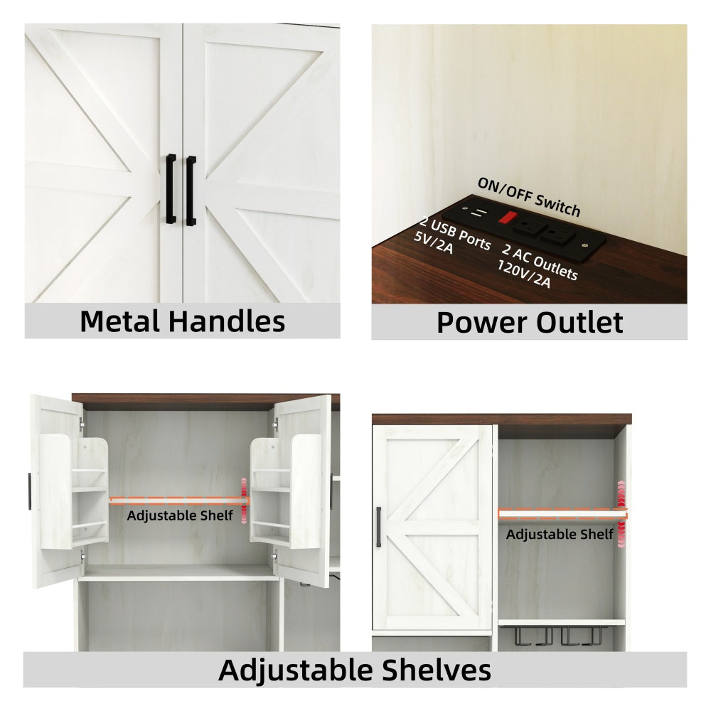 Farmhouse Pantry Hutch with Power Station & RGB Lighting - TimberFlare