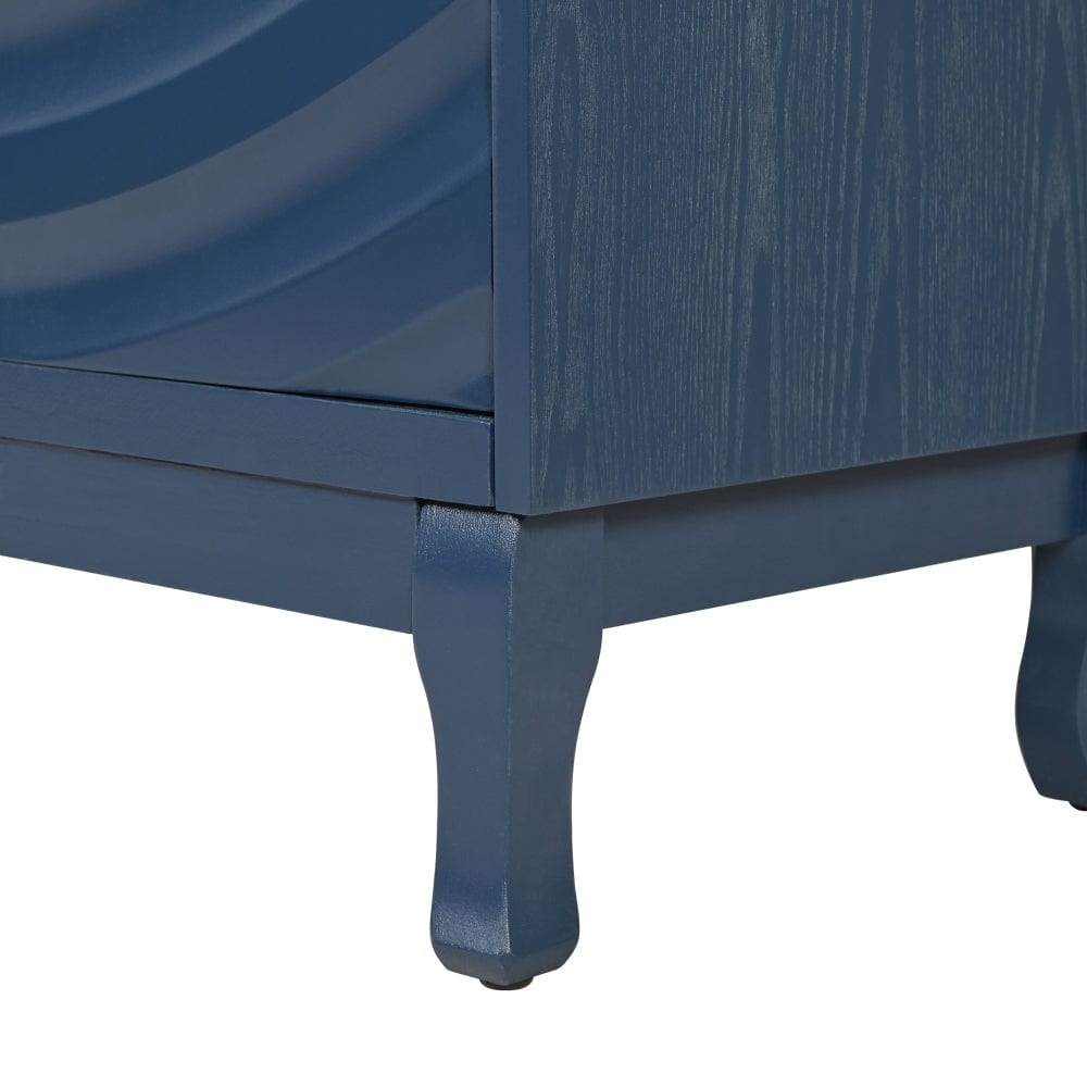 Elegant 4-Door Sideboard with Wavy Arched Doors, Adjustable Storage
