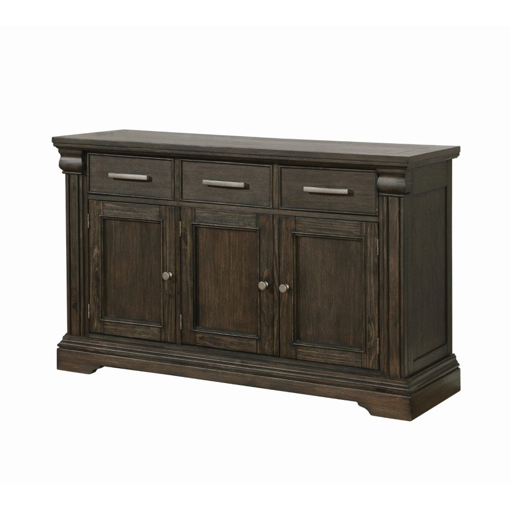 Transitional 60" Sideboard & Server – Espresso Wood Buffet Cabinet - TimberFlare