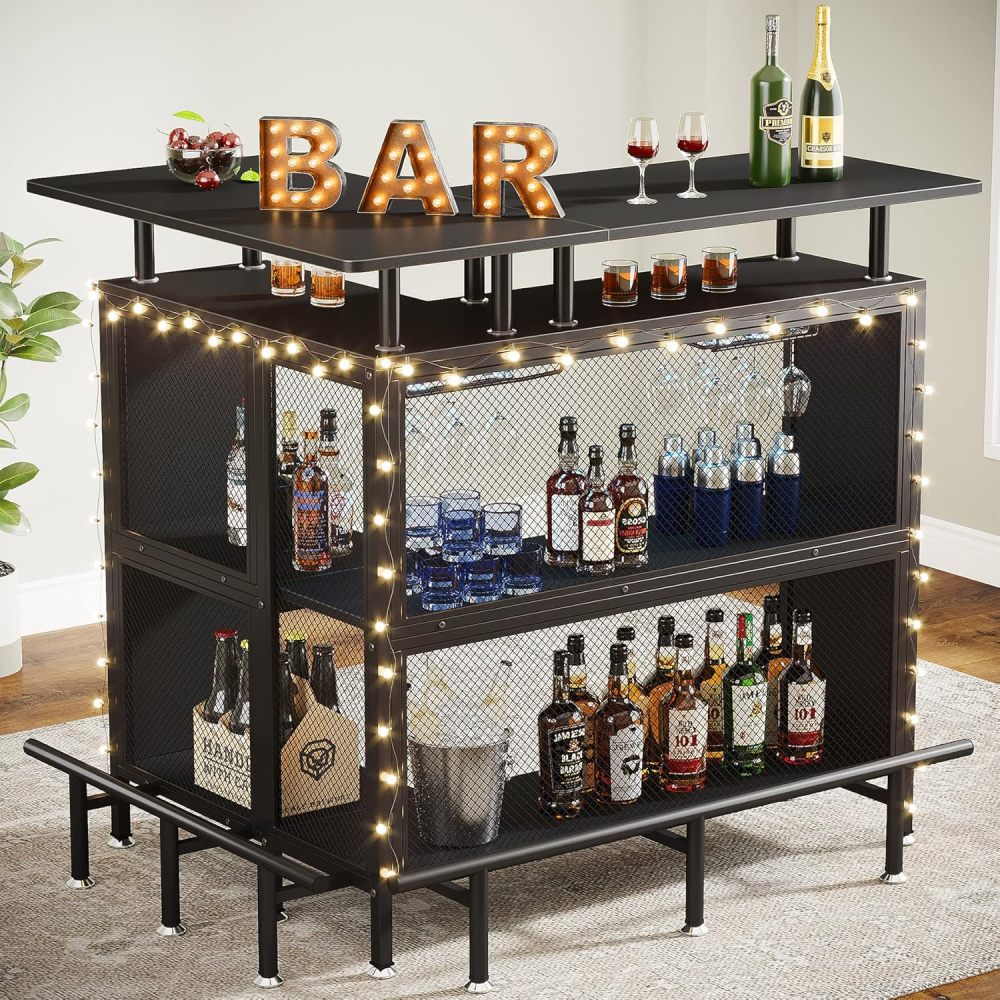 48-Inch Industrial L-Shaped Corner Bar Table - TimberFlare