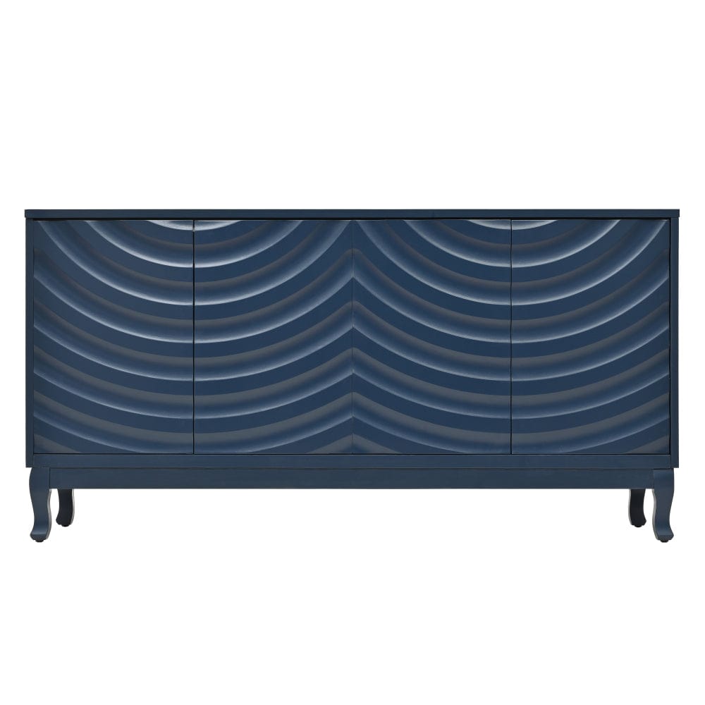 Elegant 4-Door Sideboard with Wavy Arched Doors, Adjustable Storage