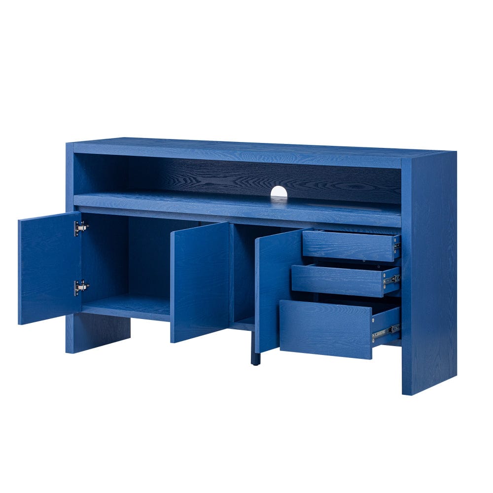 60" Sideboard Buffet Cabinet with Drawers, Shelf & Ash Veneer - TimberFlare