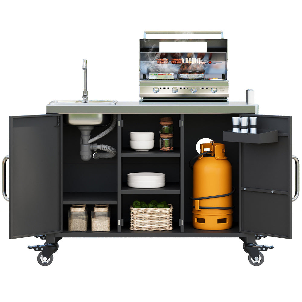 Outdoor Kitchen Island with Complete Sink Station - TimberFlare