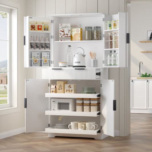 Fluted Pantry with Pull-Out Shelves - TimberFlare