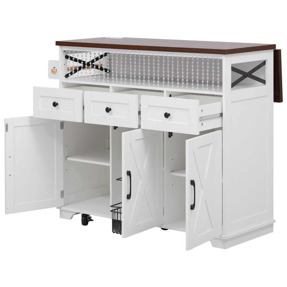 46.5 Rolling Kitchen Island with Drop Leaf & Charging - TimberFlare