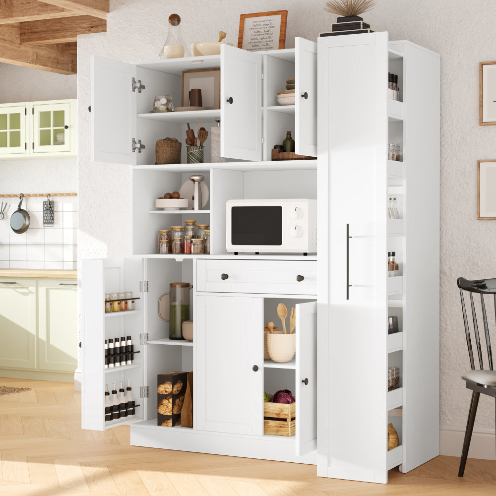 70'' Tall Pantry Buffet with Pull-Out Spice Rack - TimberFlare