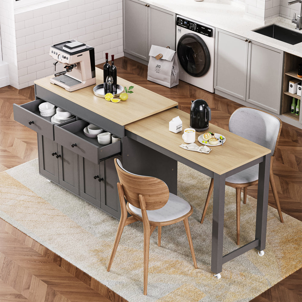 74.5 Kitchen Island with Extendable Dining Table - TimberFlare