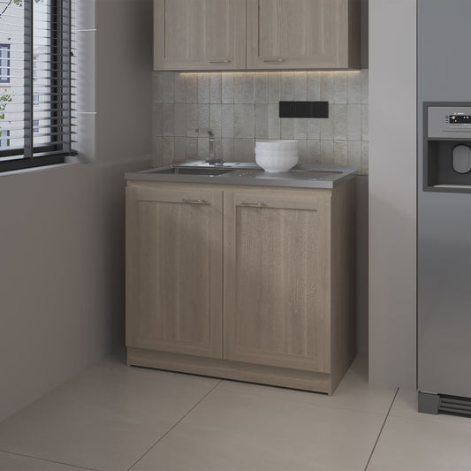 White Oak Coffee Bar Cabinet with Sink & Storage - TimberFlare