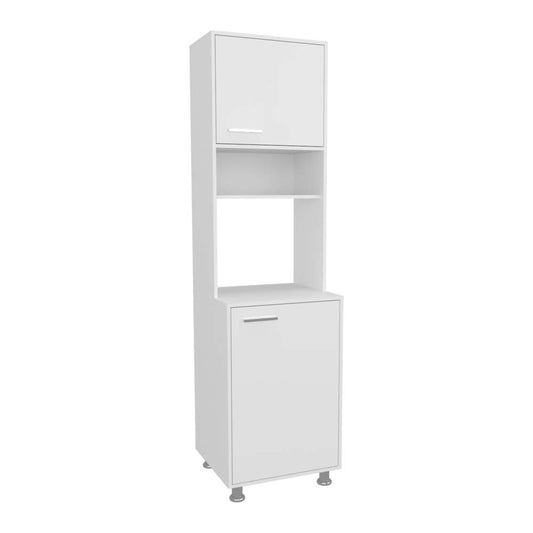 White Tall Coffee Hutch Pantry Cabinet with Appliance Nook - TimberFlare