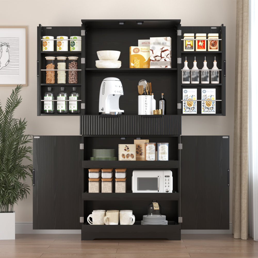 Fluted Pantry with Pull-Out Shelves - TimberFlare
