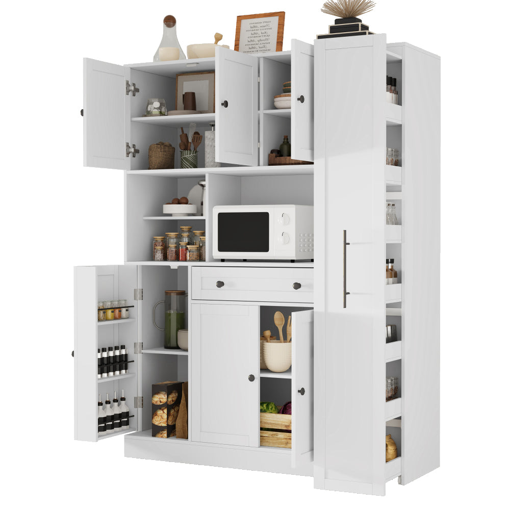 70'' Tall Pantry Buffet with Pull-Out Spice Rack - TimberFlare