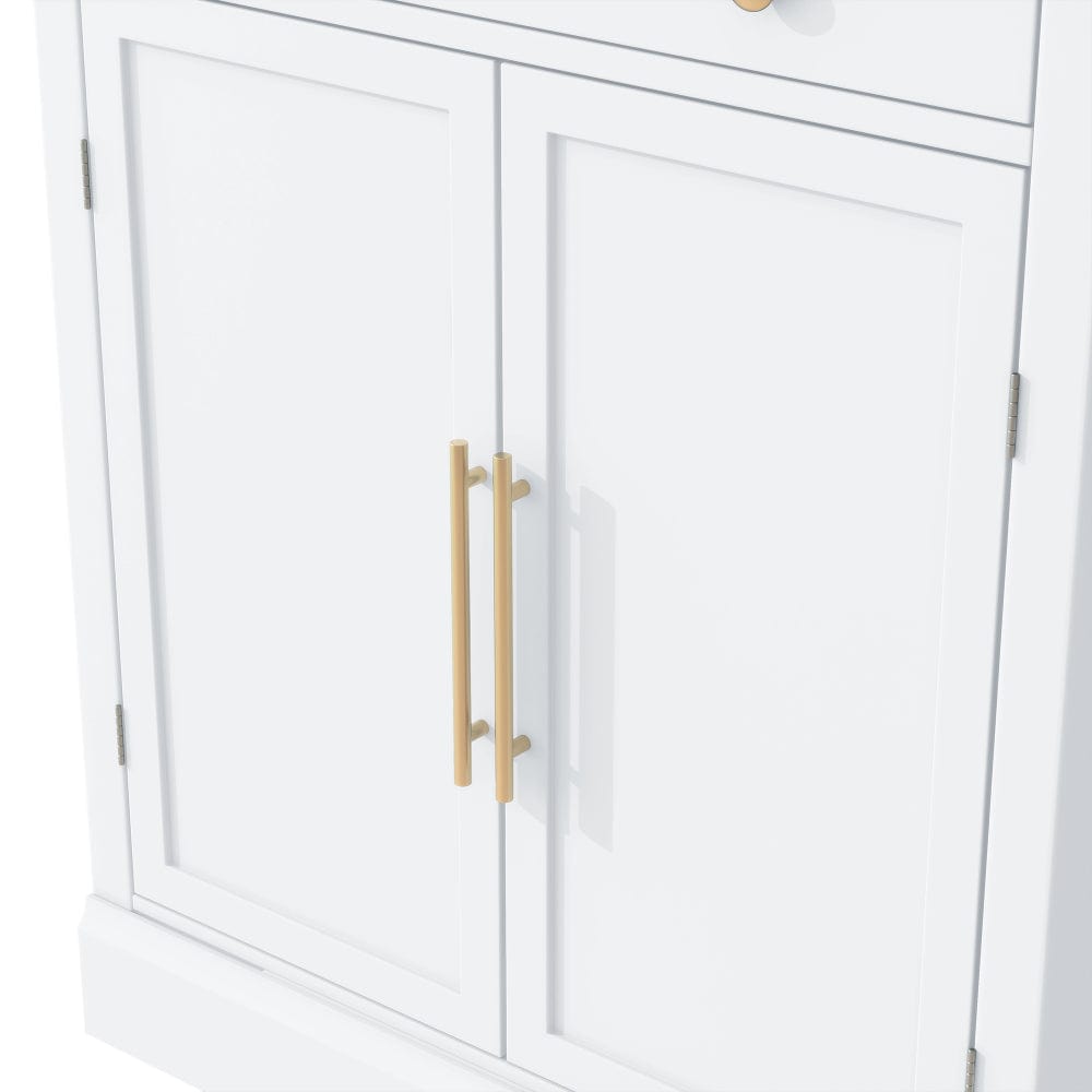 Modern Sideboard Cabinet with Faux Marble Top & Gold Accents - TimberFlare