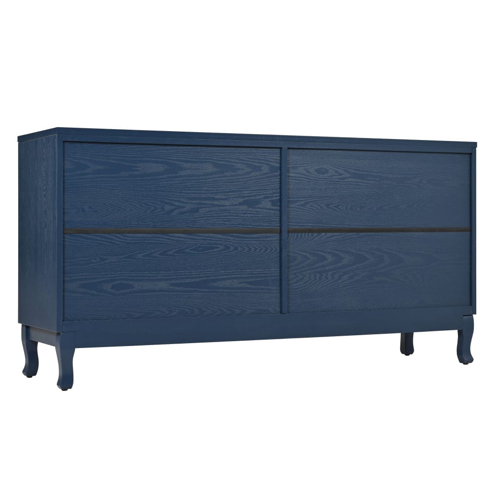 Elegant 4-Door Sideboard with Wavy Arched Doors, Adjustable Storage