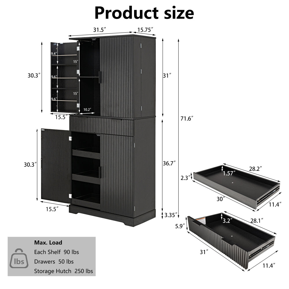 Fluted Pantry with Pull-Out Shelves - TimberFlare