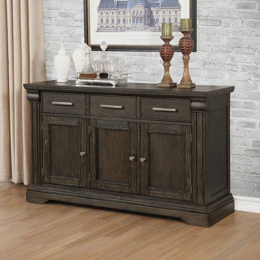 Transitional 60" Sideboard & Server – Espresso Wood Buffet Cabinet - TimberFlare