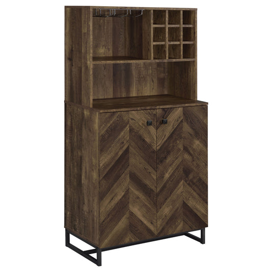 Wine and Bar Cabinet with Herringbone Doors - TimberFlare