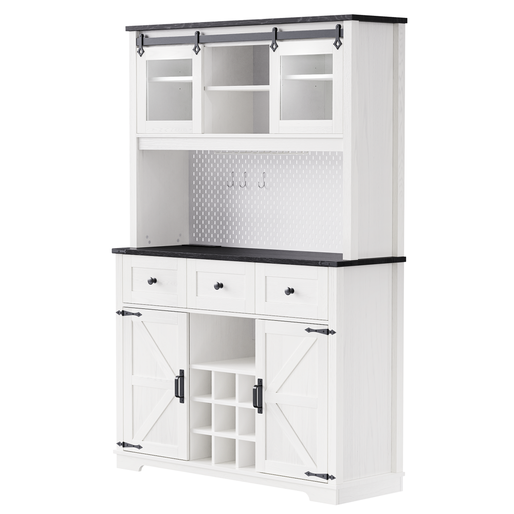 White Oak Smart Farmhouse Hutch with Power Station & Pegboard - TimberFlare