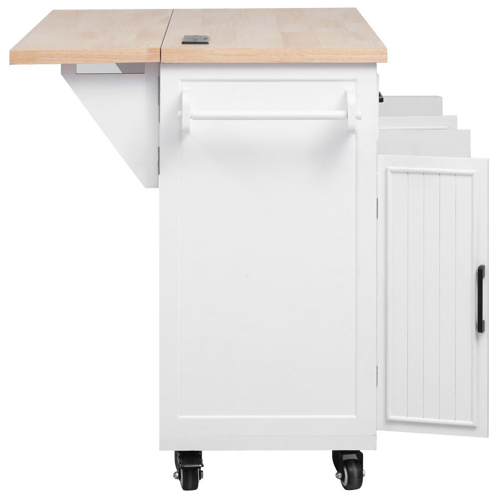 56.5" Rolling Kitchen Island with Charging - TimberFlare