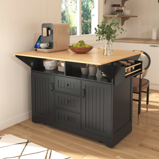 55.7'' Large Rustic Farmhouse Kitchen Island - TimberFlare