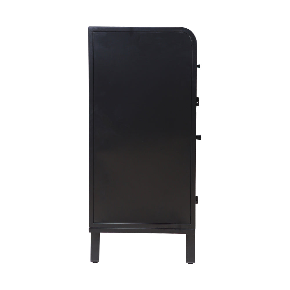 Industrial Flip-Top Sideboard Cabinet with Fluted Glass Doors - TimberFlare