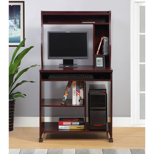 Small Coffee Bar Cabinet with Hutch & Rolling Cart Design, Walnut - TimberFlare