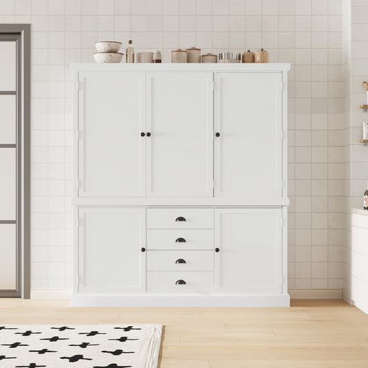 73″ Grand Farmhouse Pantry & Hutch – Solid Pine Storage Cabinet - TimberFlare