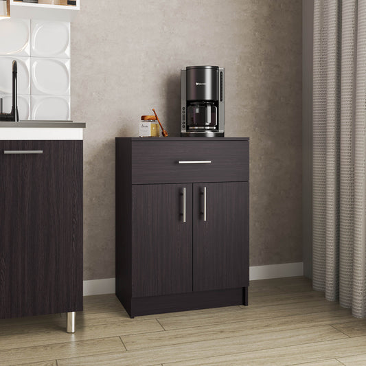 Black Wengue Small Bar Cabinet with Drawer & Shelves - TimberFlare