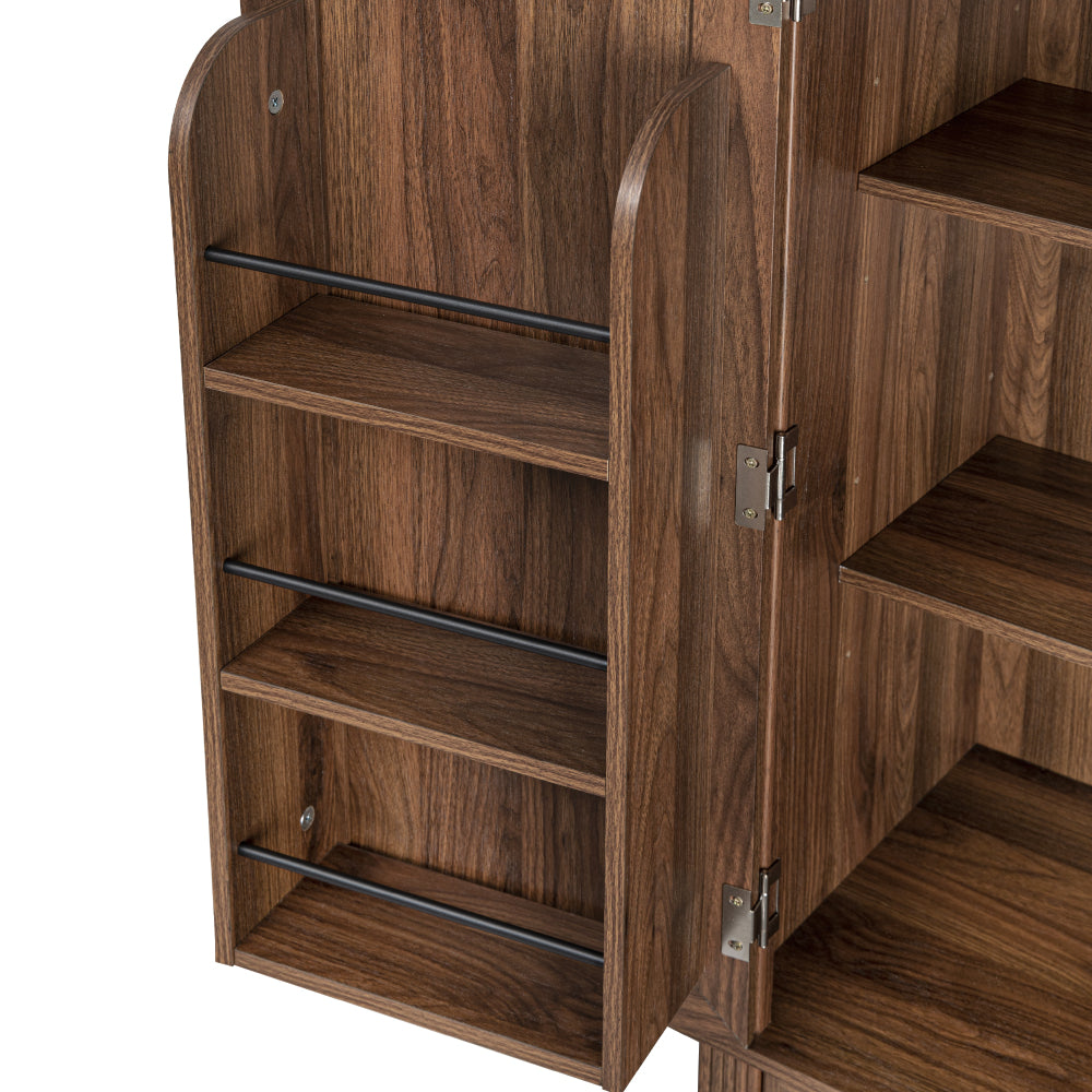 Walnut Pantry Cabinet with Pull-Out Shelves & Door Racks - TimberFlare