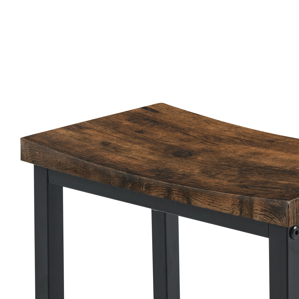 59" Bar Table and Chairs Set with LED Lights, Power Outlets & Stools - TimberFlare