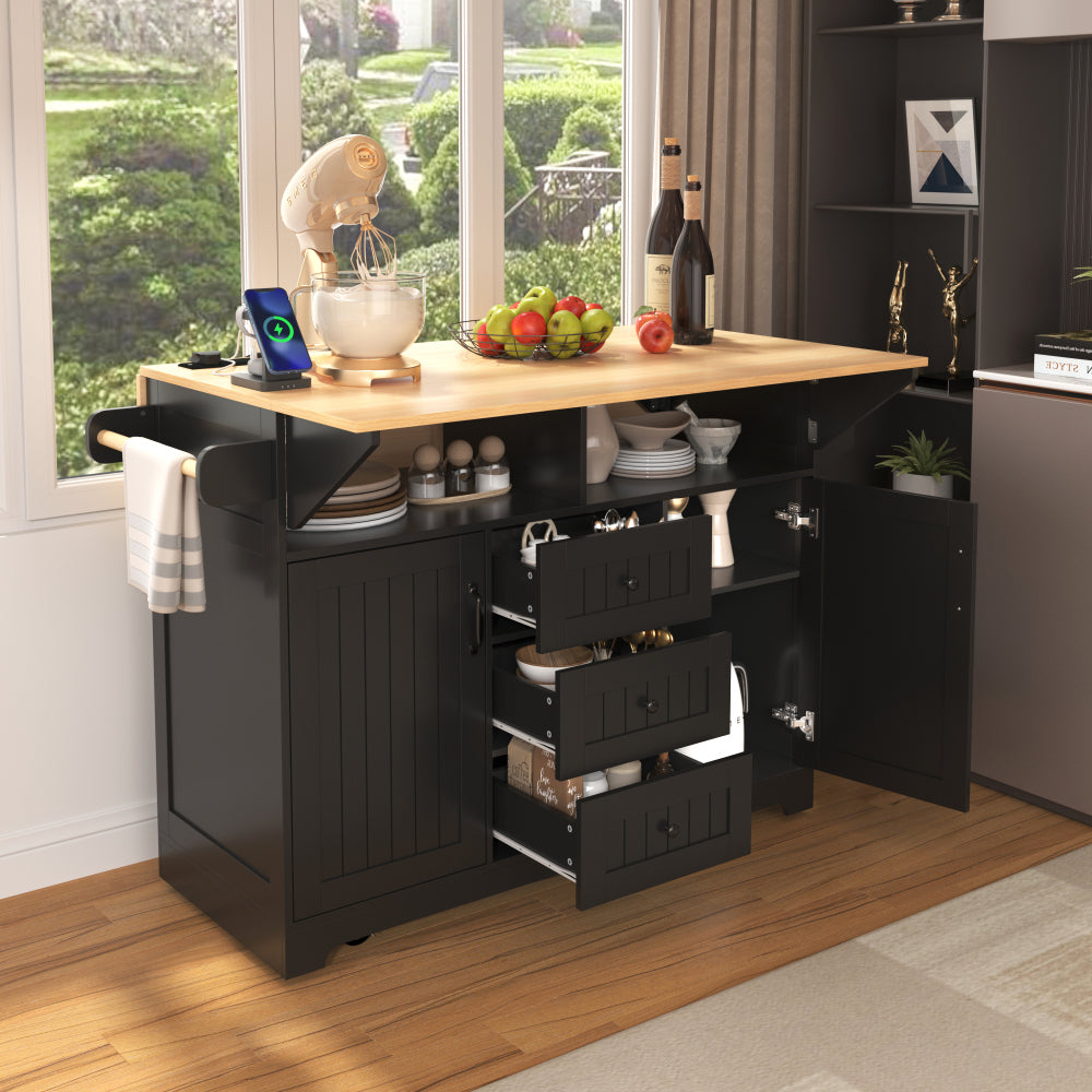 55.7'' Large Rustic Farmhouse Kitchen Island - TimberFlare