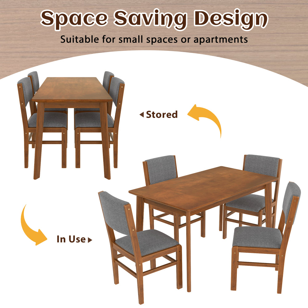 Dining Table Set 5-Piece with Upholstered Chairs - TimberFlare