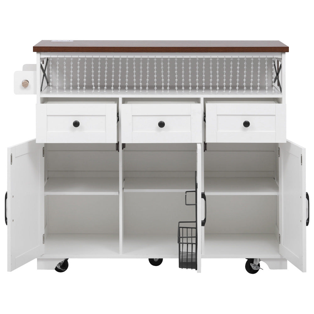 46.5 Rolling Kitchen Island with Drop Leaf & Charging - TimberFlare