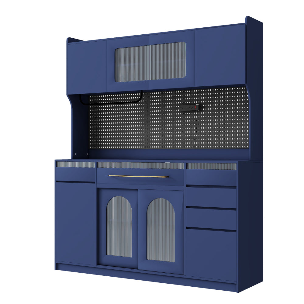 75″ Freestanding Buffet with Hutch, 63-Inch Large Coffee Bar Cabinet