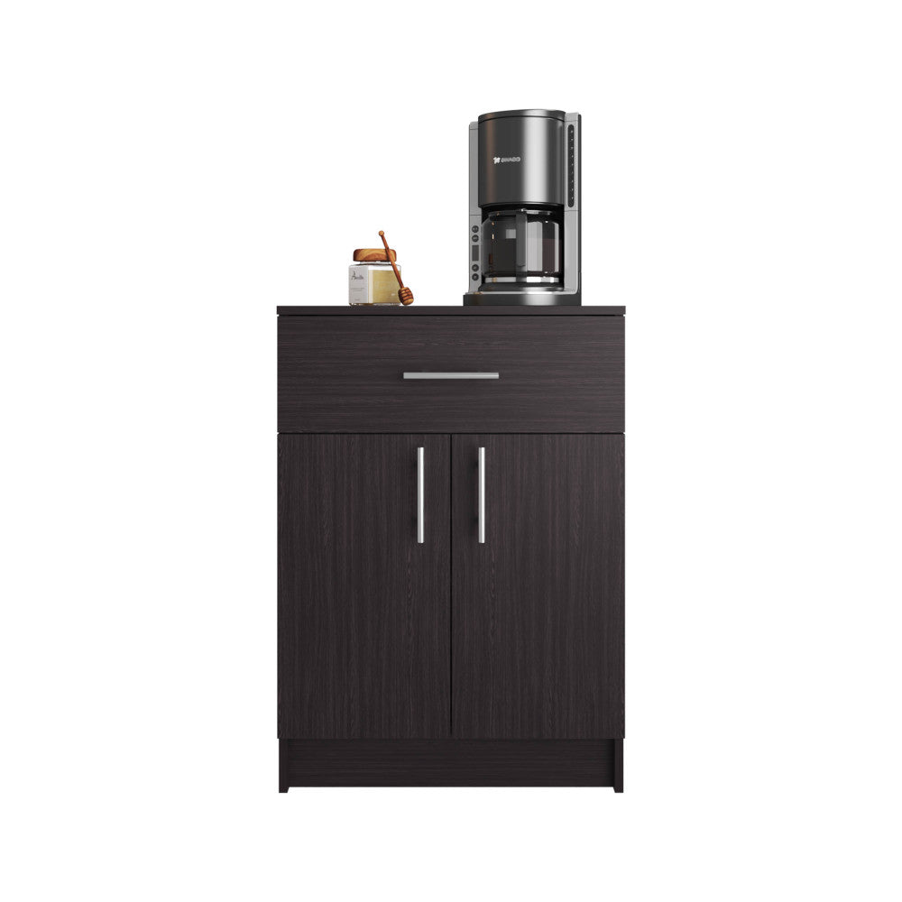 Black Wengue Small Bar Cabinet with Drawer & Shelves - TimberFlare