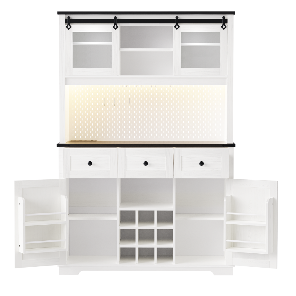 White Oak Smart Farmhouse Hutch with Power Station & Pegboard - TimberFlare