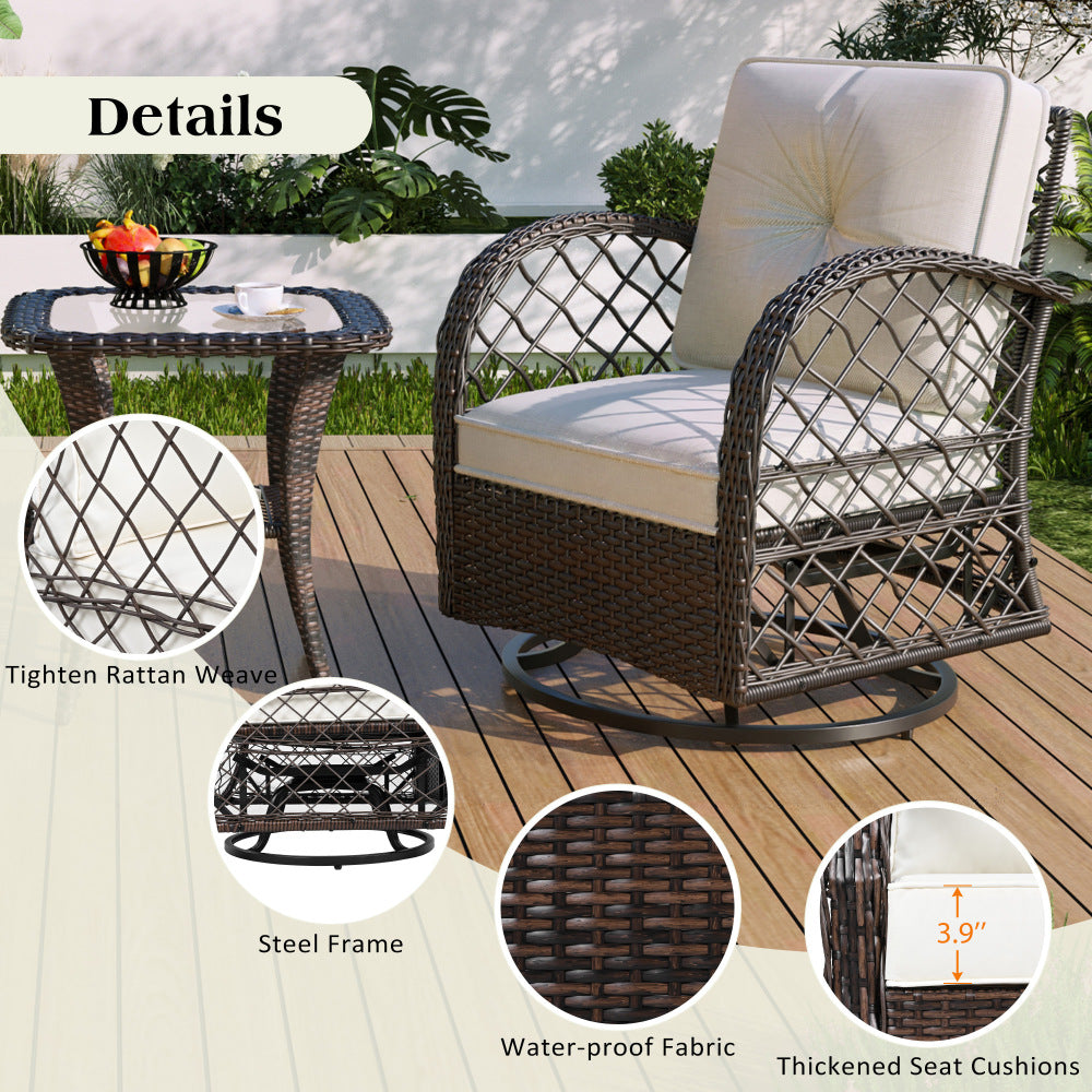 3-Piece Patio Set with Swivel Rocking Chairs - TimberFlare
