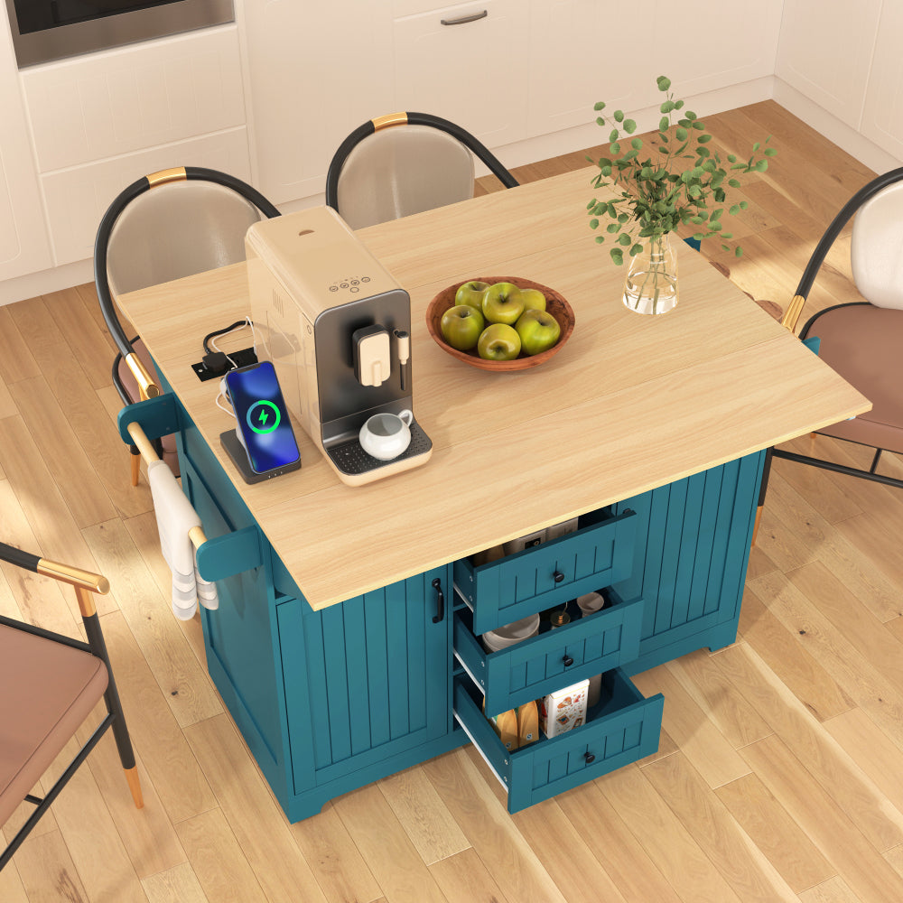55.7'' Large Rustic Farmhouse Kitchen Island - TimberFlare