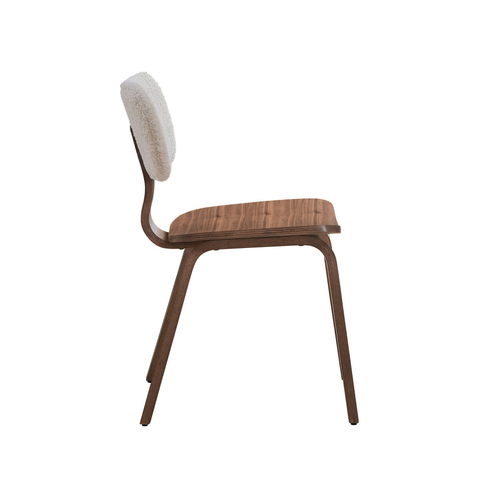 Dining Table Set for 4 with Walnut Finish & Boucle Chairs - TimberFlare