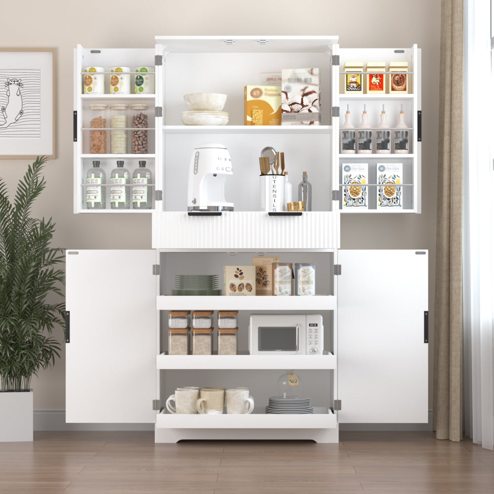 Fluted Pantry with Pull-Out Shelves - TimberFlare