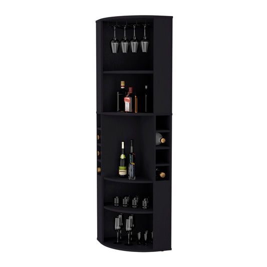 Corner Bar Cabinet with Wine & Glass Racks - TimberFlare